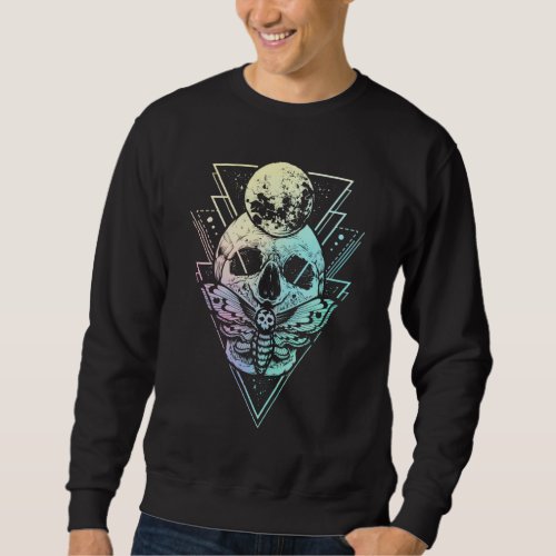 Pastel Goth Moon Skull Gothic Wicca Crescent Moth Sweatshirt