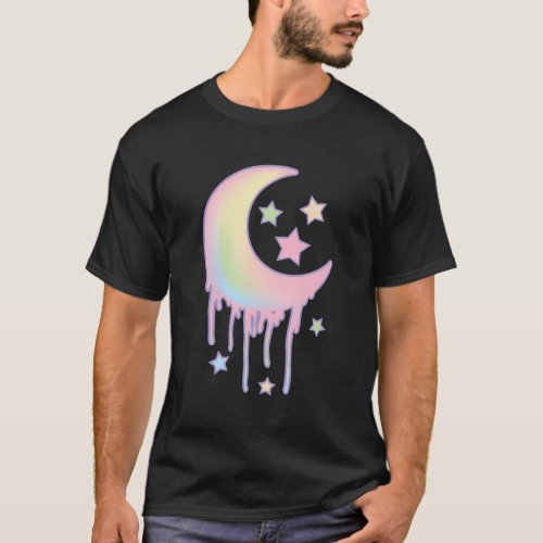 Pastel Goth Moon Stars Trippy Aesthetic Kawaii T_Shirt