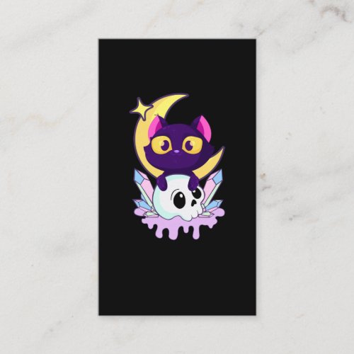 Pastel Goth Moon Wiccan Animal Cat Skull Business Card