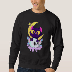 Pastel Goth Moon Wiccan Animal Cat Skull Sweatshirt