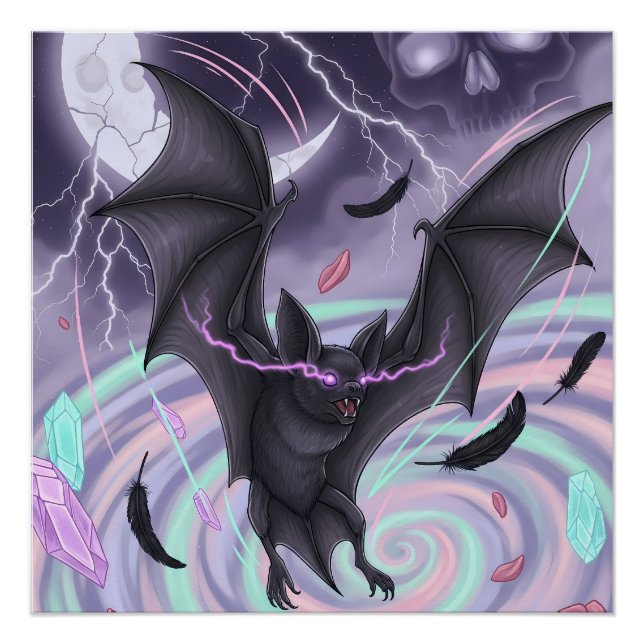 Pastel Goth Mystical Bat Poster (Front)