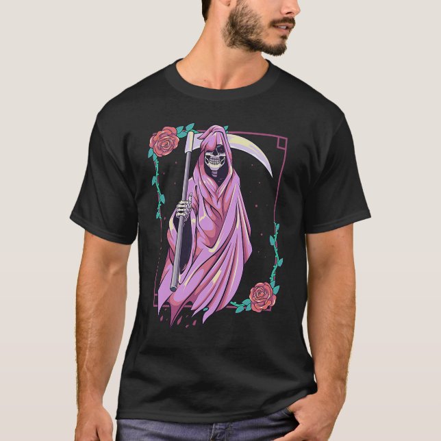 Pastel Goth Occult Spooky Grim Reaper Ghost Tarot T-Shirt (Front)