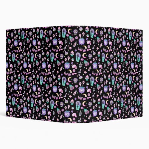 pastel goth pattern dark 3 ring binder