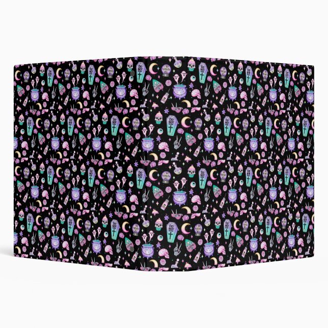pastel goth pattern dark 3 ring binder (Background)