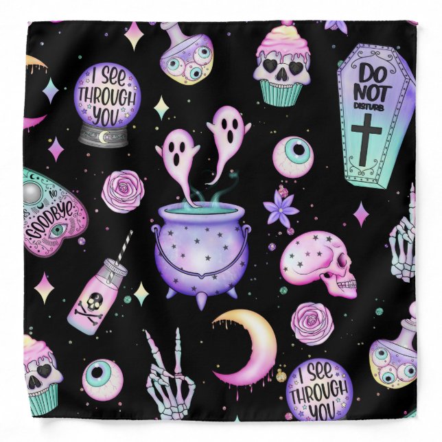 pastel goth pattern dark bandana (Front)