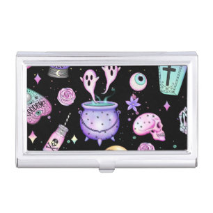 pastel goth pattern dark business card case