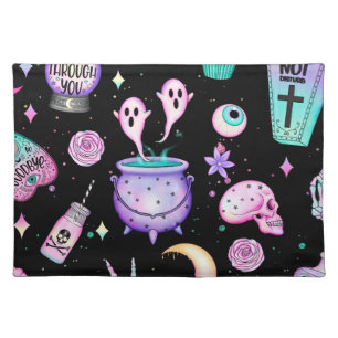 pastel goth pattern dark cloth placemat