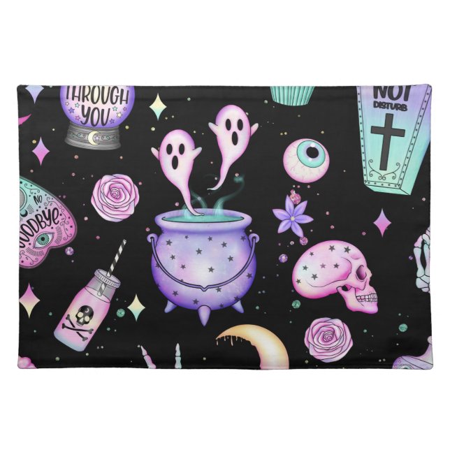 pastel goth pattern dark cloth placemat (Front)