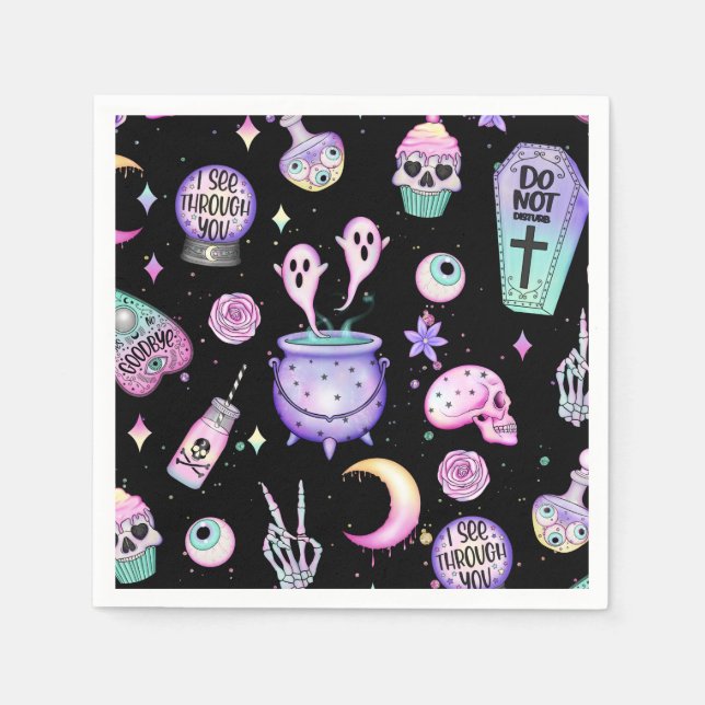 pastel goth pattern dark napkins (Front)