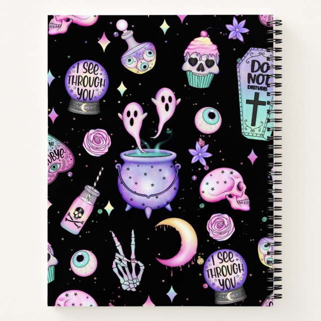 pastel goth pattern dark notebook (Back)