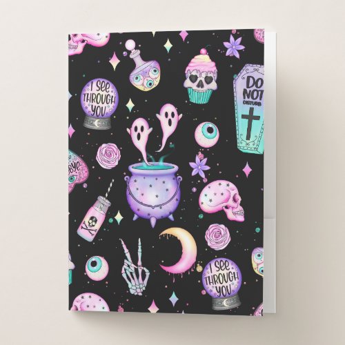 pastel goth pattern dark pocket folder