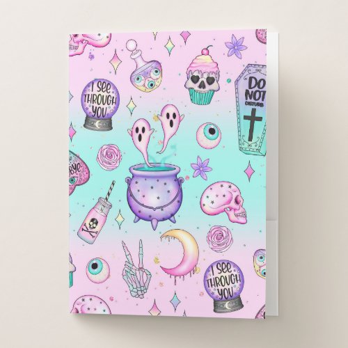 pastel goth pattern pocket folder