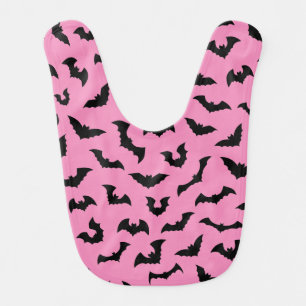 Pastel goth pink bats pattern halloween baby bib