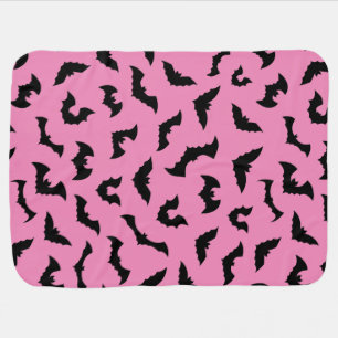 Pastel goth pink bats pattern halloween baby blanket