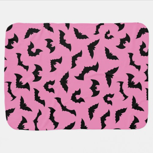 Pastel goth pink bats pattern halloween baby blanket