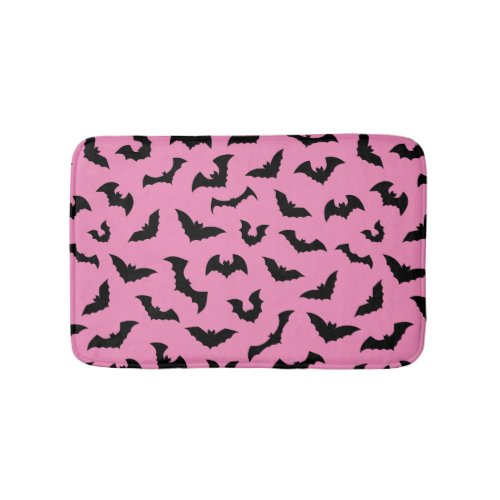 Pastel goth pink bats pattern halloween bath mat