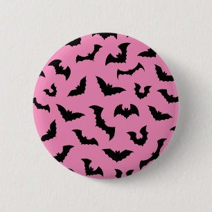 Pastel goth pink bats pattern halloween button