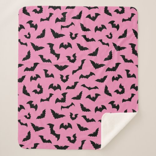 Pastel goth pink bats pattern halloween sherpa blanket