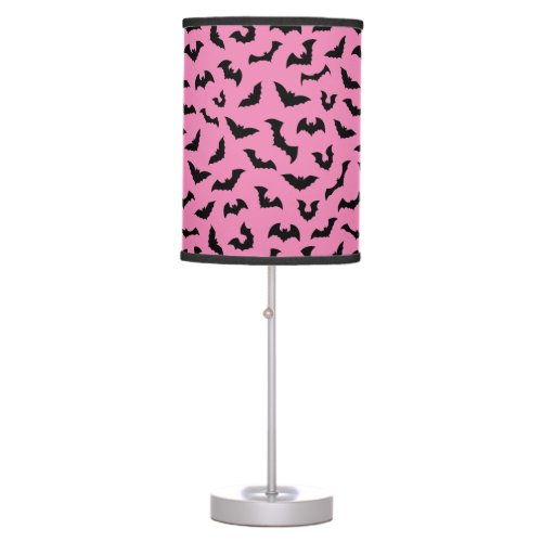 Pastel goth pink bats table lamp