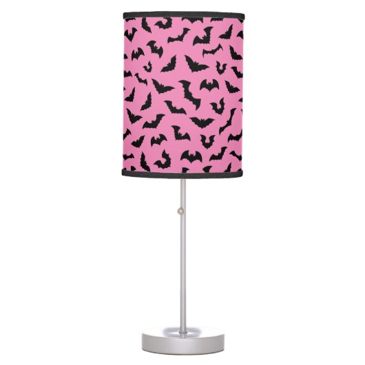 Pastel goth pink bats table lamp (Front)