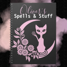 Pastel Goth Pink Crescent Moon Kitty Cat Spell