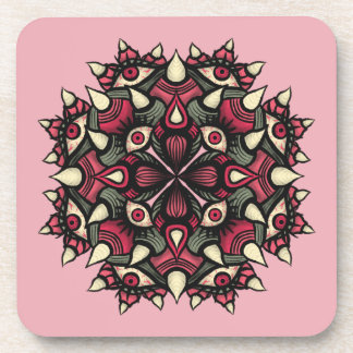 Pastel goth pink horror circus beverage coaster