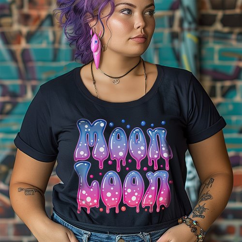 Pastel Goth Pink Purple Celestial Moon Loon 70s Plus Size T_Shirt