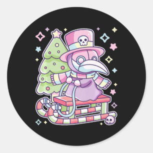 Pastel Goth Plague Doctor Christmas Halloween Meet Classic Round Sticker