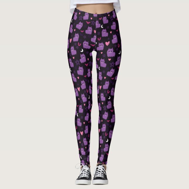 Pastel Goth Purple Llama Leggings (Front)