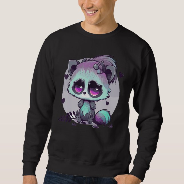 Pastel Goth Raccoon Creepy Cute Menhera Gothic Sweatshirt (Front)