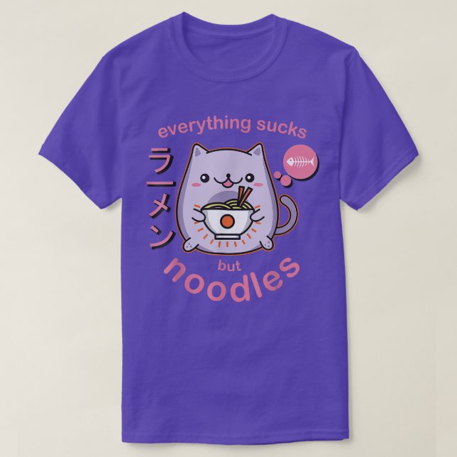 Pastel Goth Ramen Noodle Cat  Anime Kawaii  T-Shirt (Design Front)