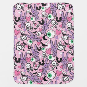 Pastel Goth Rockabilly Spooky Bunny Baby Blanket