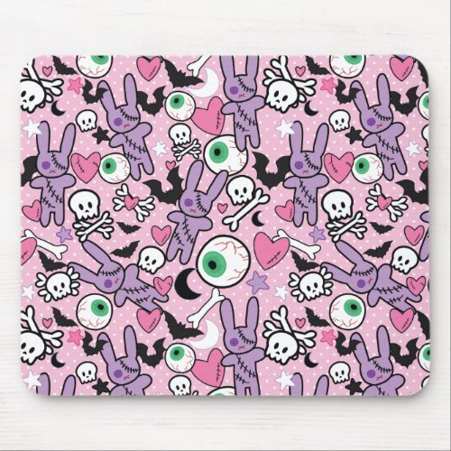 Pastel Goth Rockabilly Spooky Bunny Mouse Pad