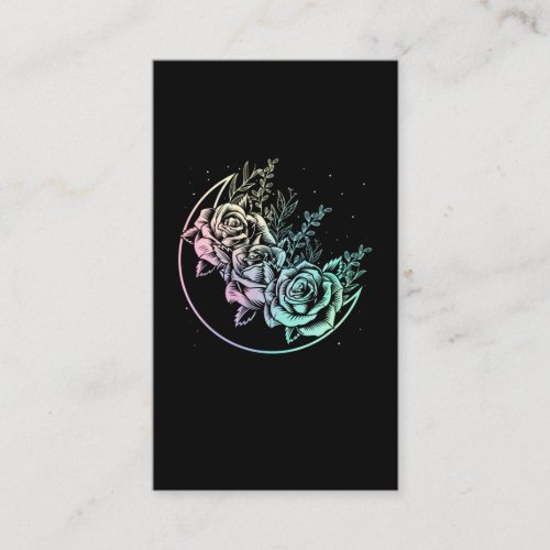 Pastel Goth Roses Moon Gothic Crescent Flowers Business Card