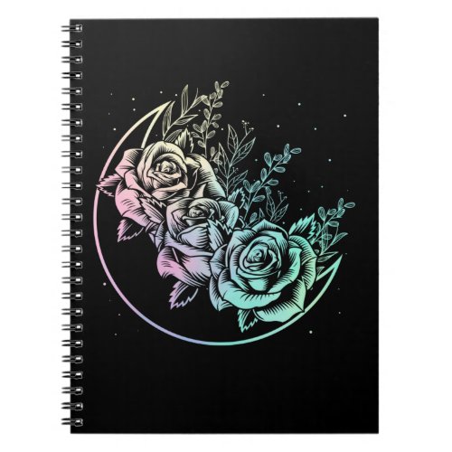 Pastel Goth Roses Moon Gothic Crescent Flowers Notebook
