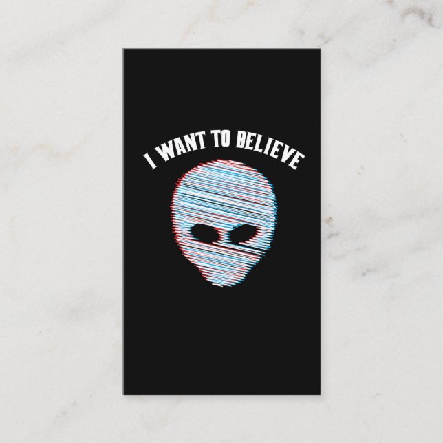 Pastel Goth Shirt Kawaii Alien Want to Believe Business Card (Front)
