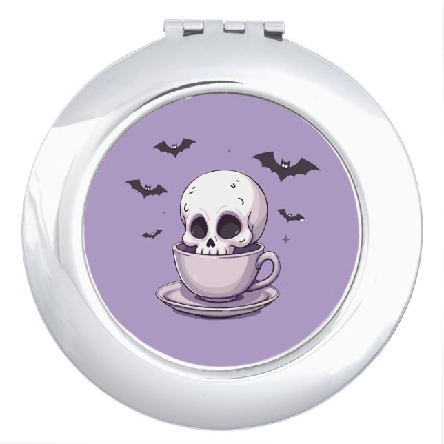 Pastel Goth Skull in Teacup Compact Mirror (Front)