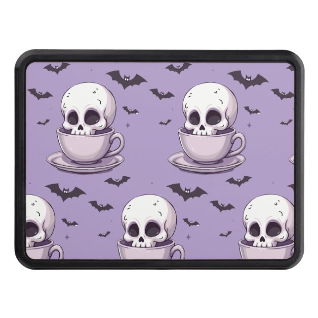 Pastel Goth Skull in Teacup Hitch Cover (Front)