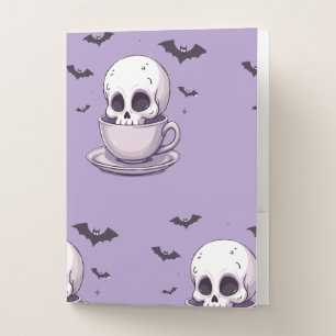 Pastel Goth Skull in Teacup Pocket Folder