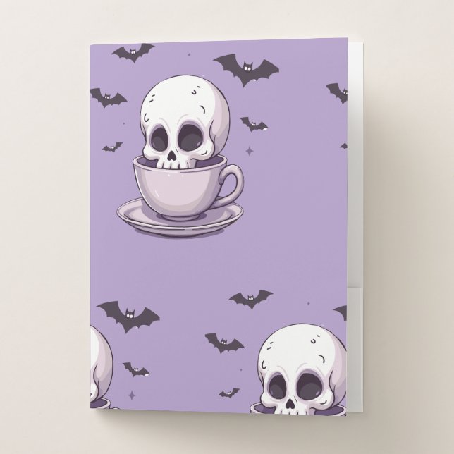 Pastel Goth Skull in Teacup Pocket Folder (Front)