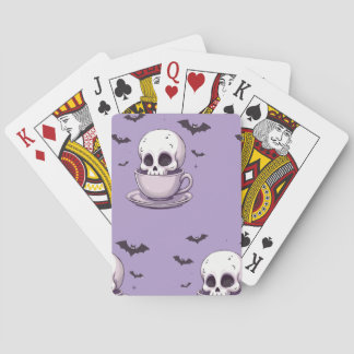 Pastel Goth Skull in Teacup Poker Cards