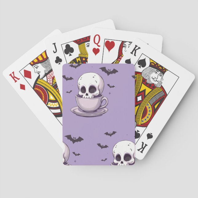 Pastel Goth Skull in Teacup Poker Cards (Back)