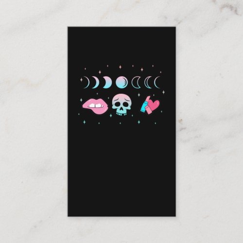 Pastel Goth Skull Moon Kawaii Make Up Witch Business Card