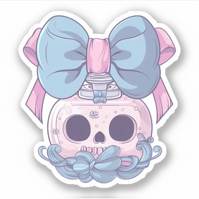 Pastel Goth Skull Perfume Sticker (Front)