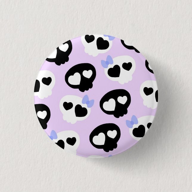 Pastel Goth Skulls Pinback Button (Front)
