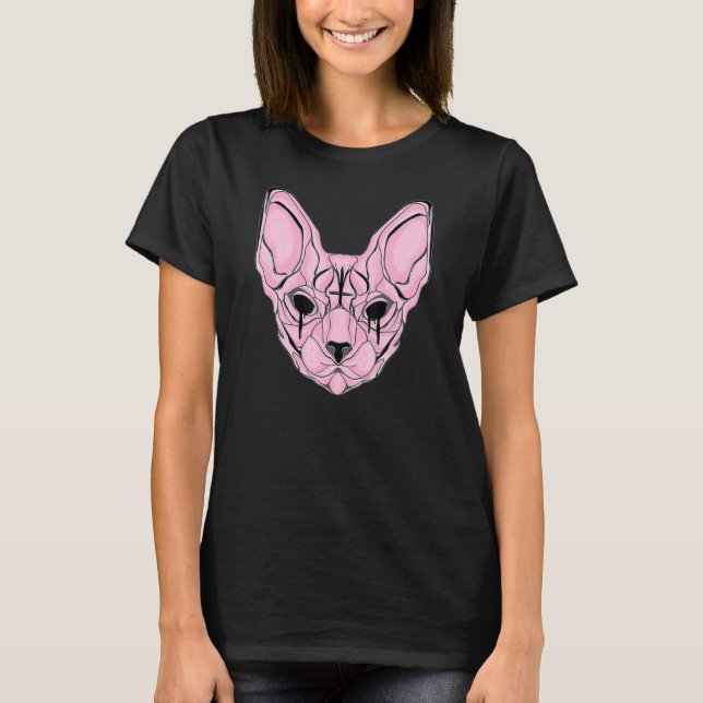 Pastel Goth Sphynx Cat T-Shirt (Front)
