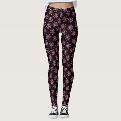 Pastel Goth Spider Web Pink Leggings