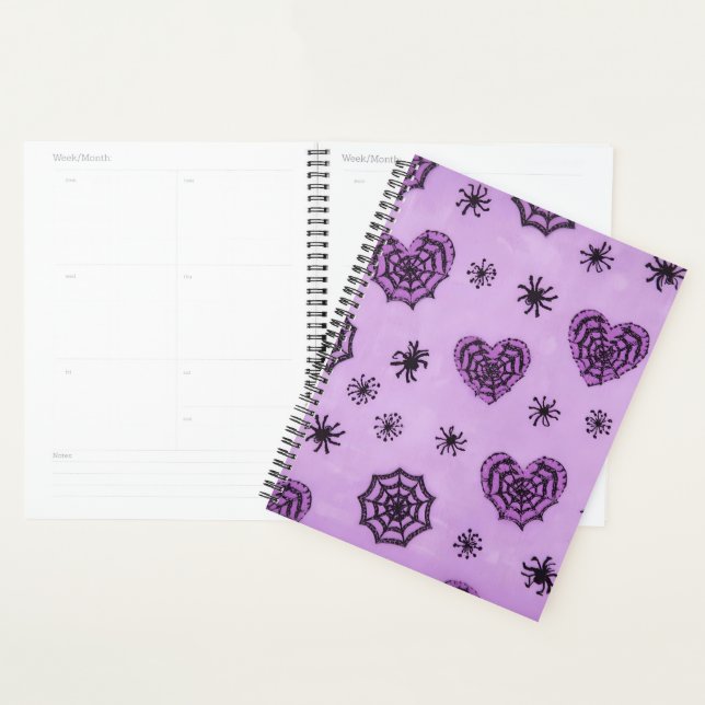 Pastel Goth Spiderweb Hearts Planner (Display)