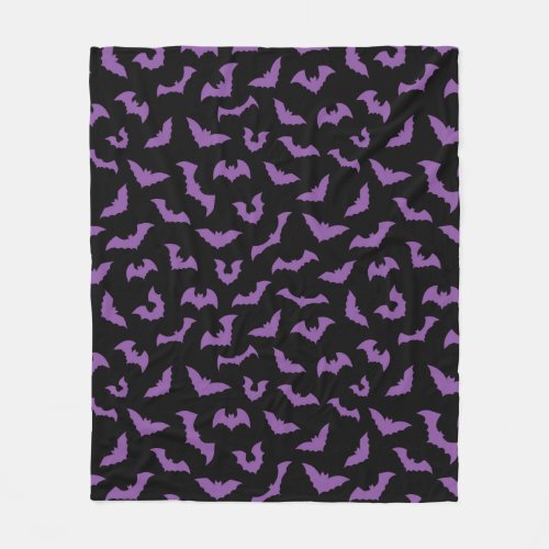 Pastel goth spooky bats purple black fleece blanket