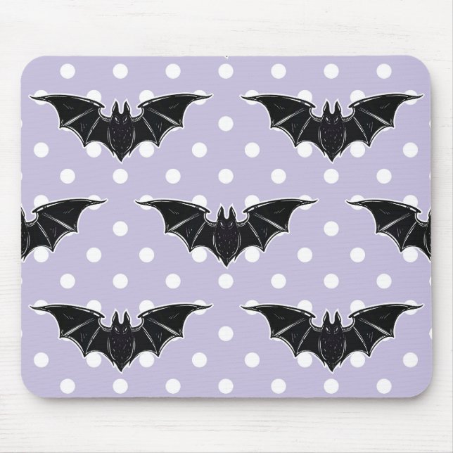 Pastel Goth Spooky Cute Purple Bat Kawaii Mousepad (Front)
